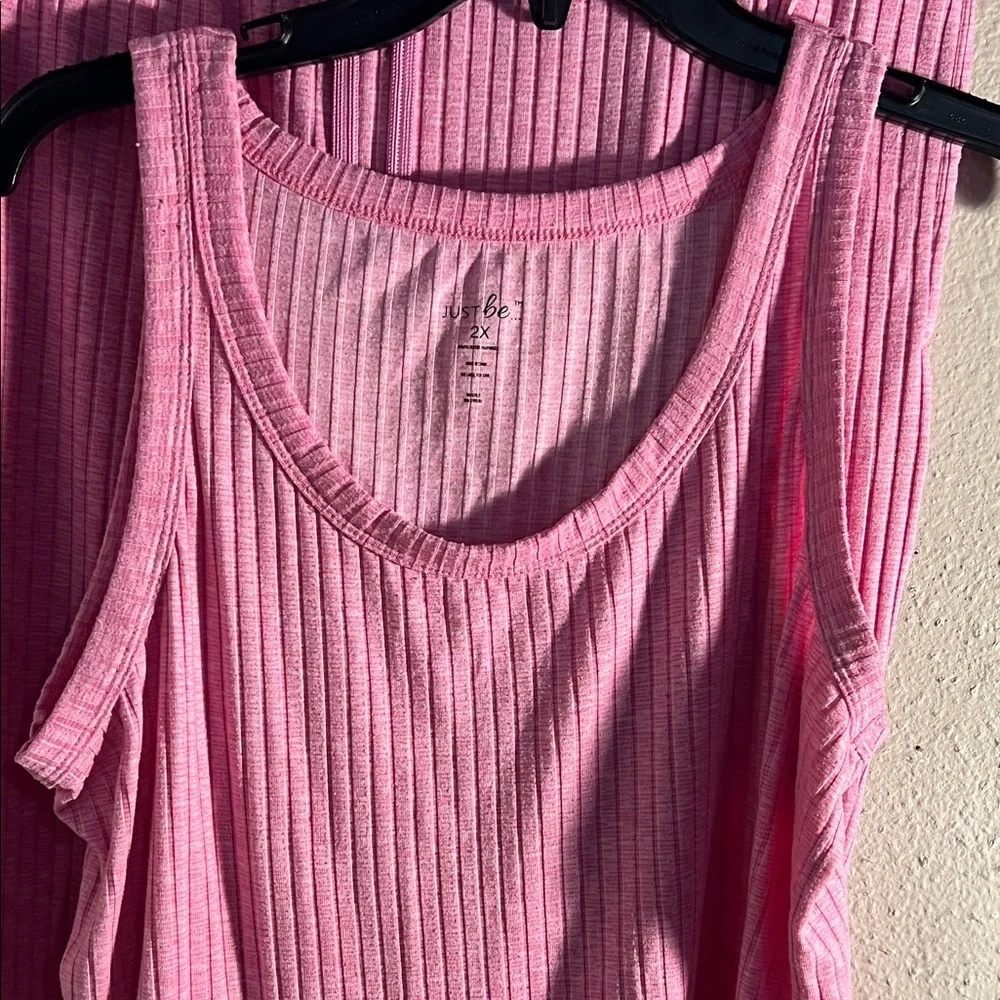 Pink Ribbed Women's Pajama Set - Picture 1 of 13